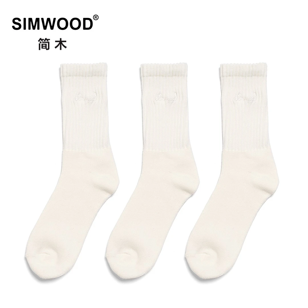 SIMWOOD/简木【三双套装】男袜毛巾厚底中筒袜SL160690