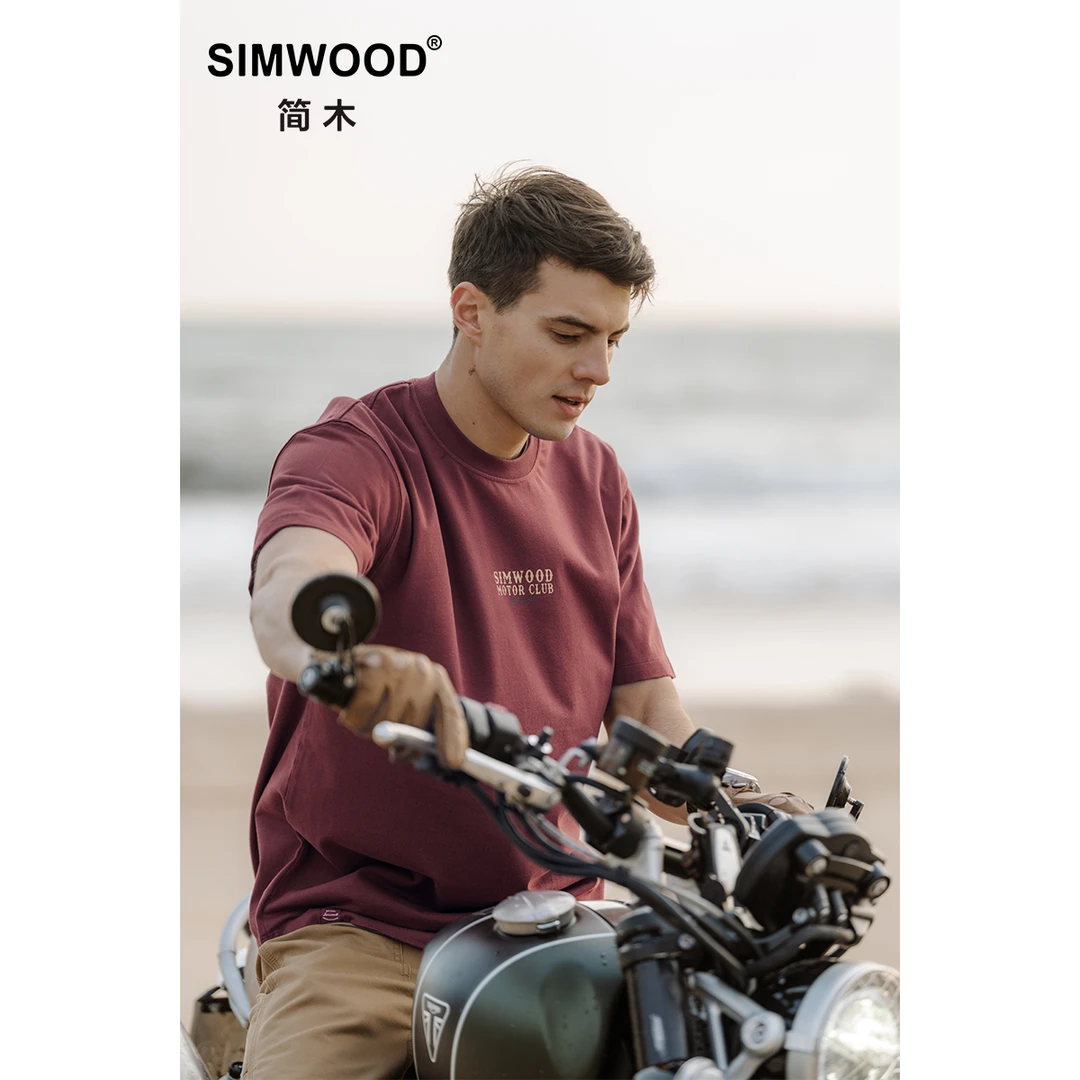 SIMWOOD/简木【宽松版型】265g前胸后背印花圆领短袖T恤SM120095