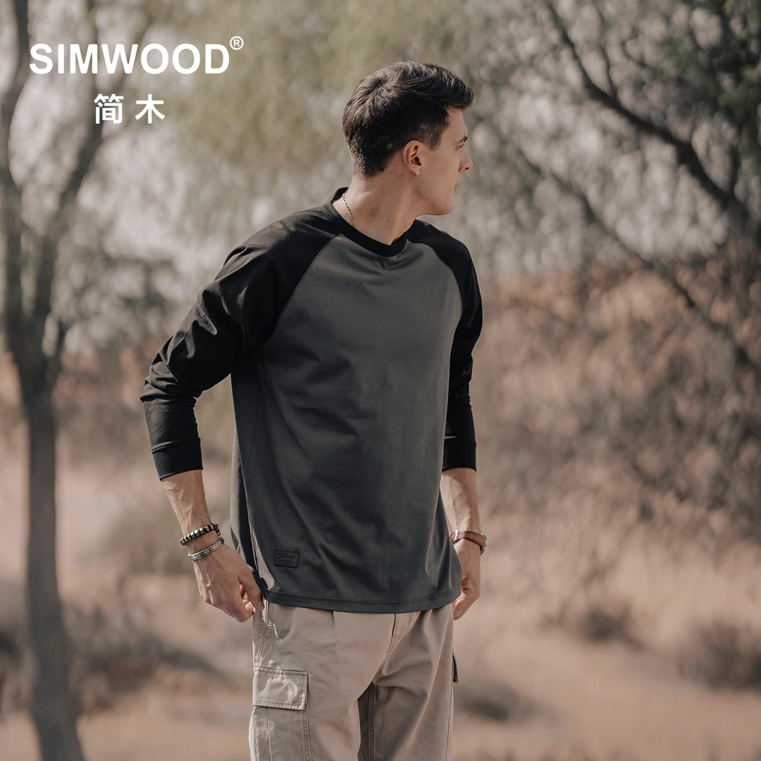 SIMWOOD/简木【李晨专属】240g sorona 插肩袖圆领长袖T恤