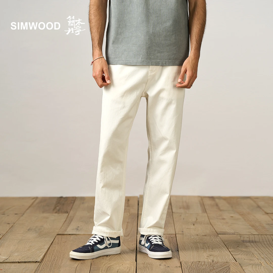 SIMWOOD/简木丹宁【LS07宽松直筒】水洗做旧赤耳男休闲裤SM130239