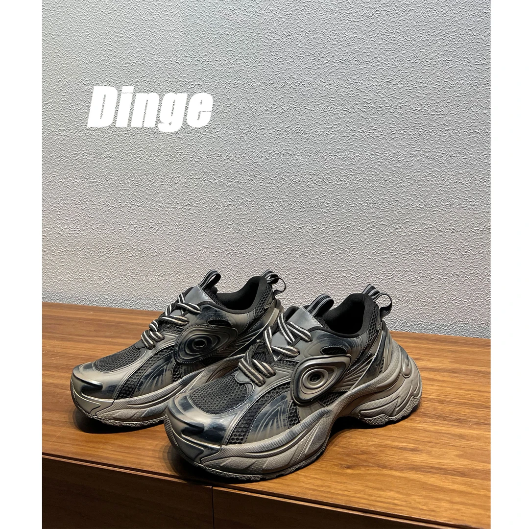 【DinGe】复古做旧漩涡老爹鞋男女2024新款潮流百搭系带运动鞋子ins