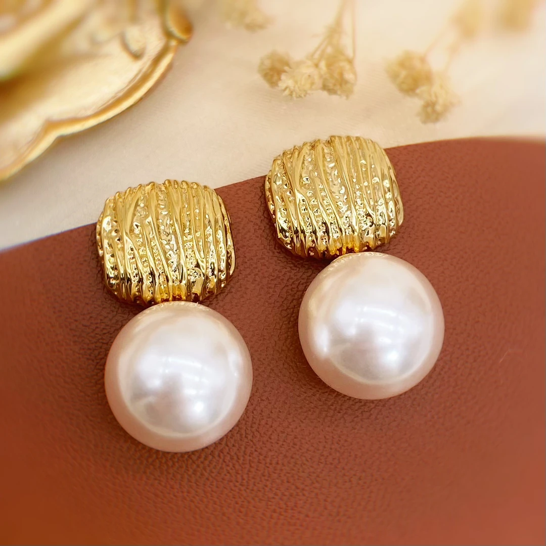 铜合金仿珍珠耳饰 香槟甜心KL223 时尚气质简约显瘦百搭珠珠耳环