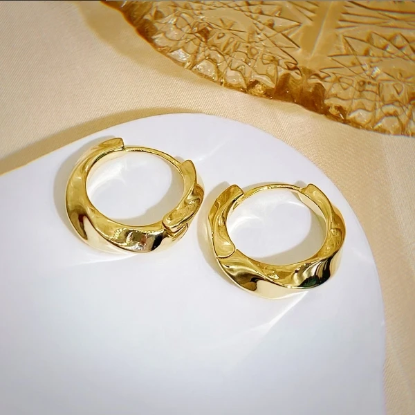 铜合金耳饰 初辰KL048经典简约时尚百搭气质法式小众金色圈圈耳环