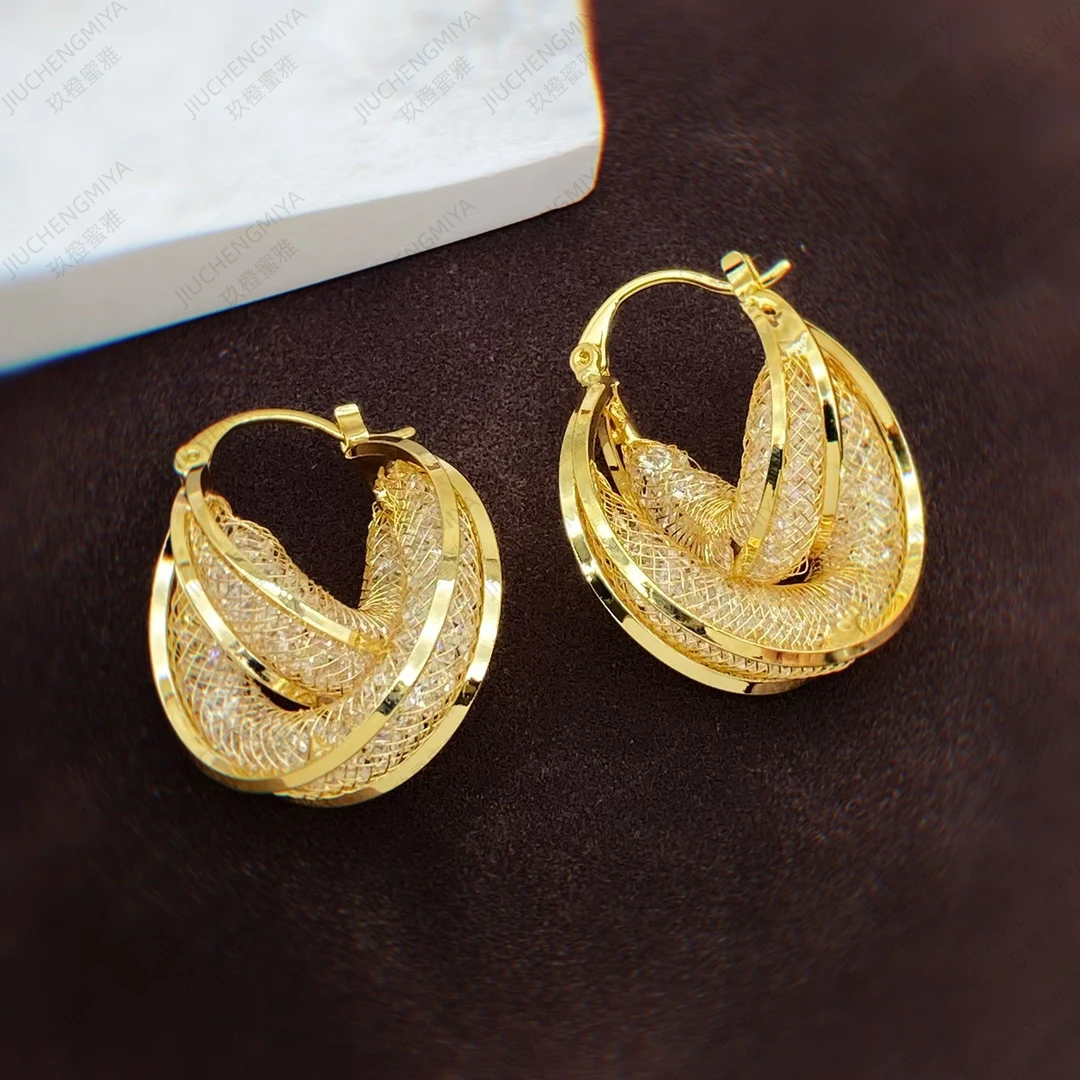 铜合金合成锆石耳饰 海浪轻语KL254欧美风超强气场水滴形耳环气质