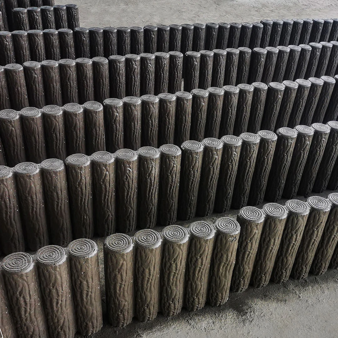 厂家公园水泥仿木五连桩园林绿化围栏新农村混凝土仿木桩护栏