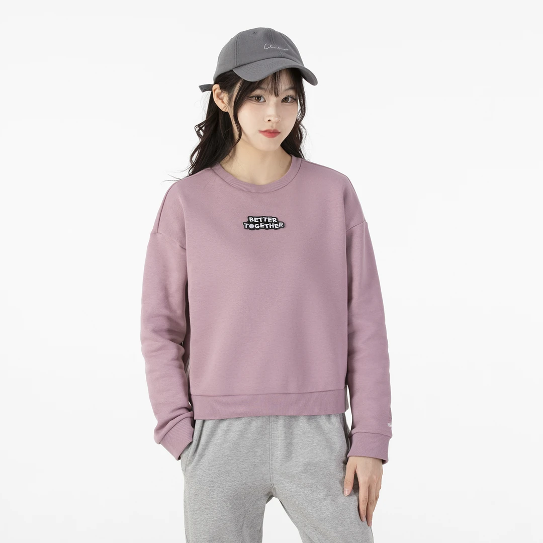 阿迪达斯卫衣女秋季新款圆领长袖加绒保暖运动服休闲套头衫HD7284