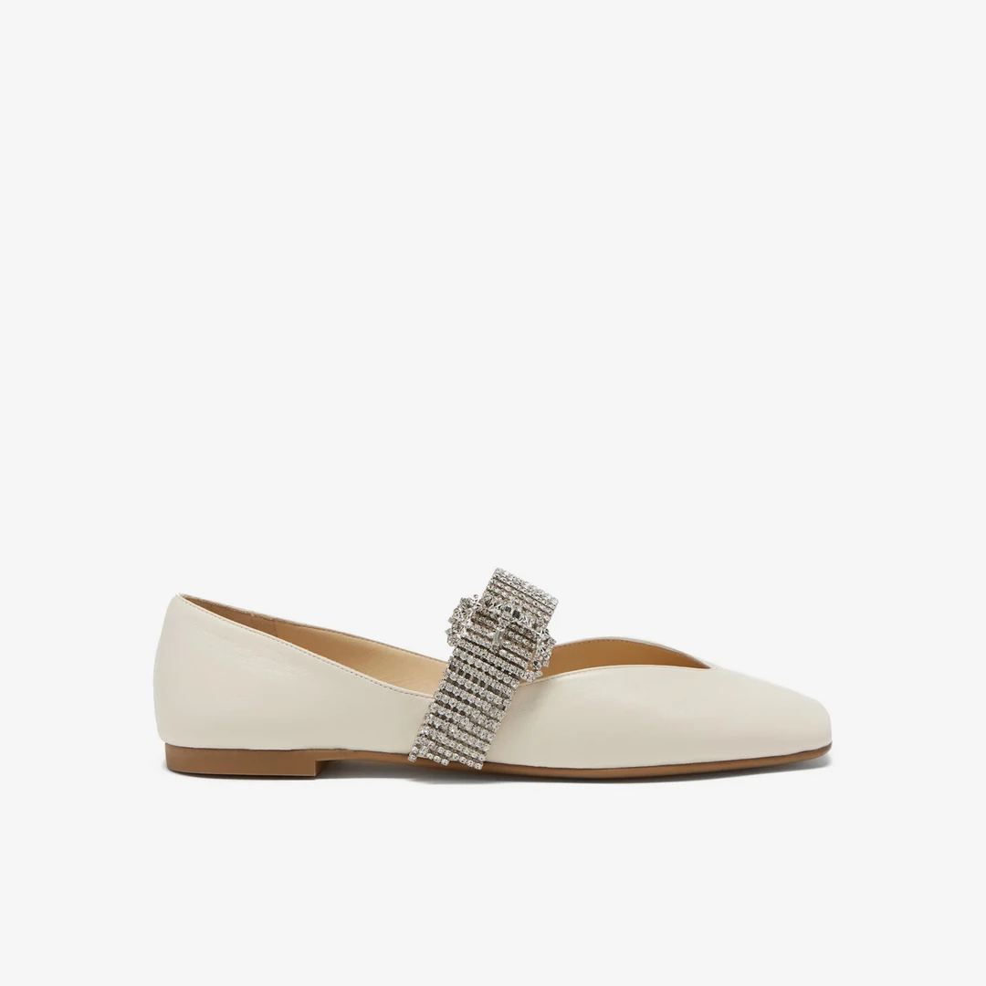 JIMMY CHOO/吉米周【官网8290】女士小牛皮平底鞋 KRISTAFLATWZC