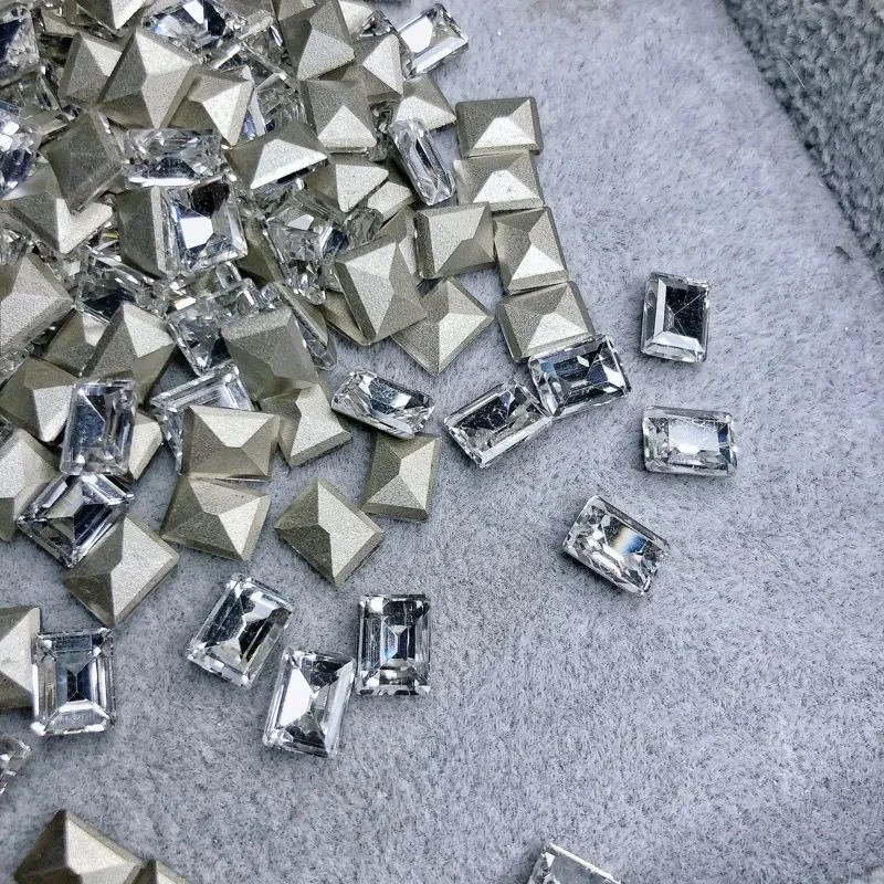 网红K9方糖美甲钻超闪尖底异形钻立体大中小号长方直角指甲小饰品