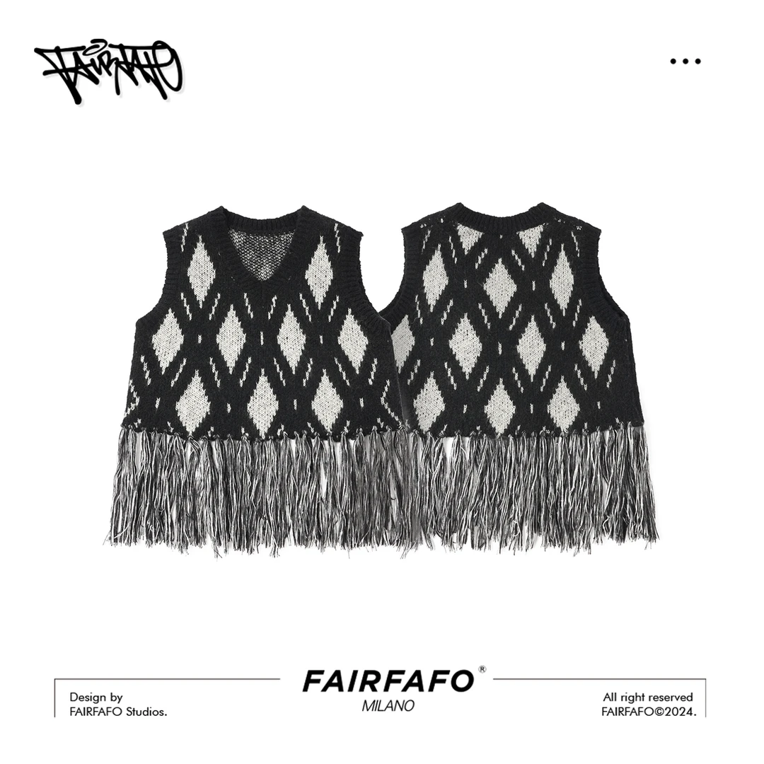FAIRFAFO林肉肉【简约流苏设计感背心】XJ24BX756时尚无袖流苏背心