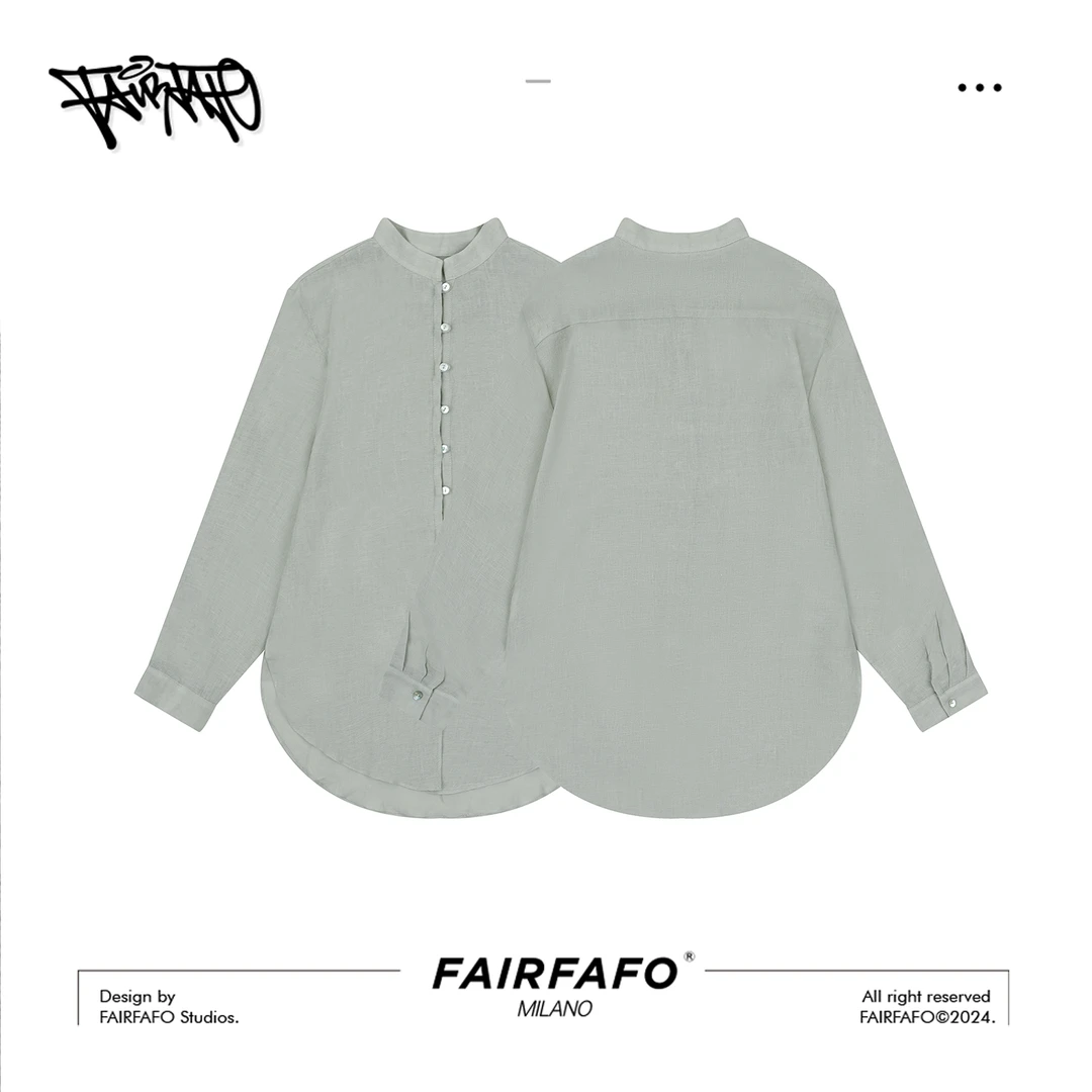 FAIRFAFO林肉肉【单排扣长袖亚麻衬衫】DJ24CS191时尚休闲早秋薄款