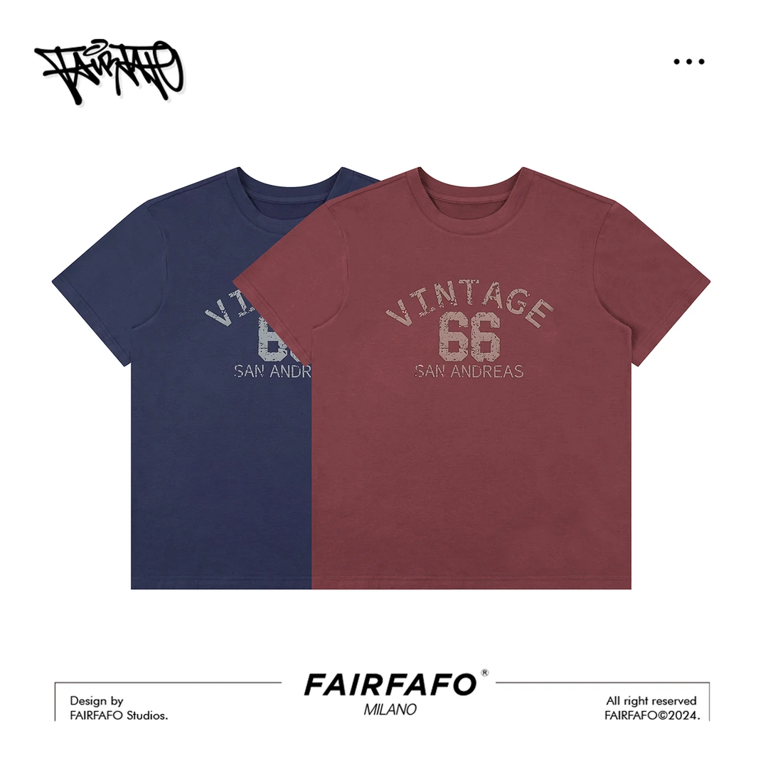 FAIRFAFO林肉肉【复古字母】百搭设计感美式印花短袖t恤女TXAL45236