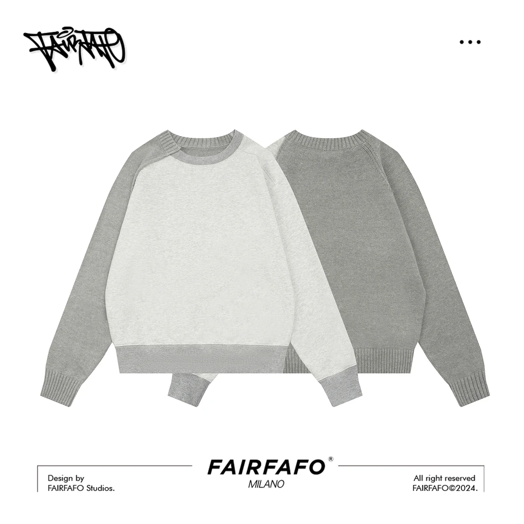 FAIRFAFOins秋冬林肉肉【针织拼接卫衣】圆领卫衣宽松秋冬WYAL47093