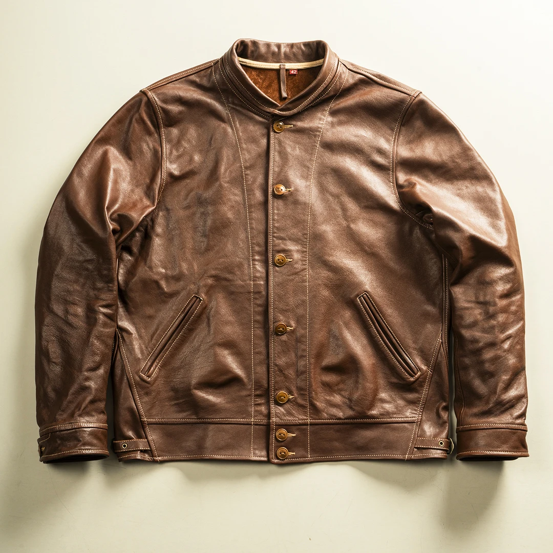 复古造物 全粒面半植鞣 马皮 爱因斯坦 阿美咔叽 复古皮衣