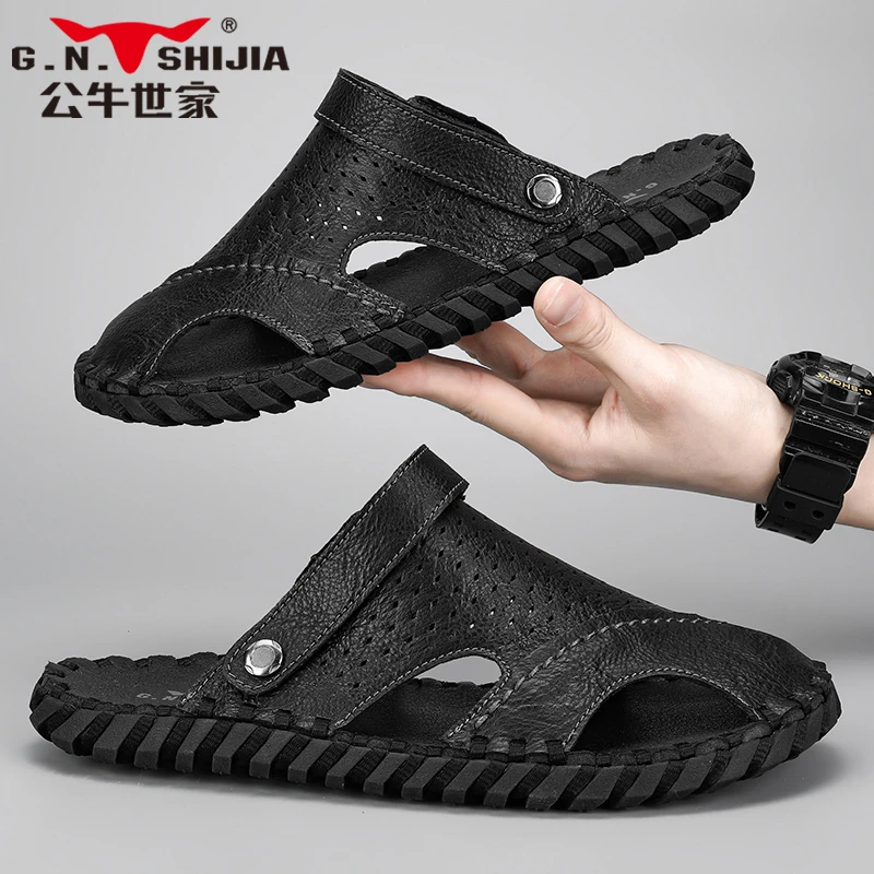 公牛世家男鞋2024爆款夏季开车两用时尚沙滩鞋男士外穿凉鞋子1480