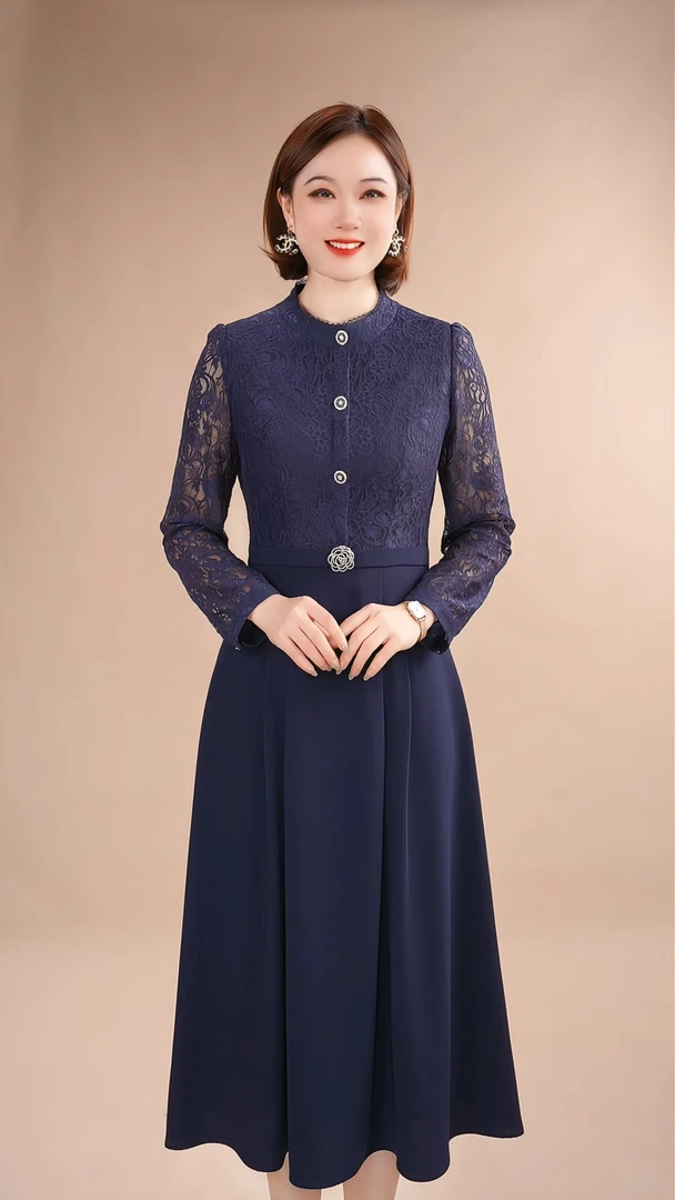 【深圳南油薇姐】M高端大码原创遮肉显瘦连衣裙  4503