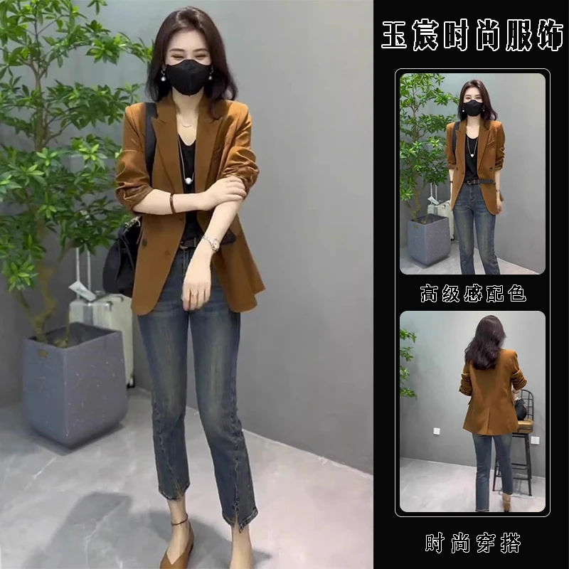 春装搭配一整套时尚小个子职业高级感西装外套盐系轻熟两件套装女