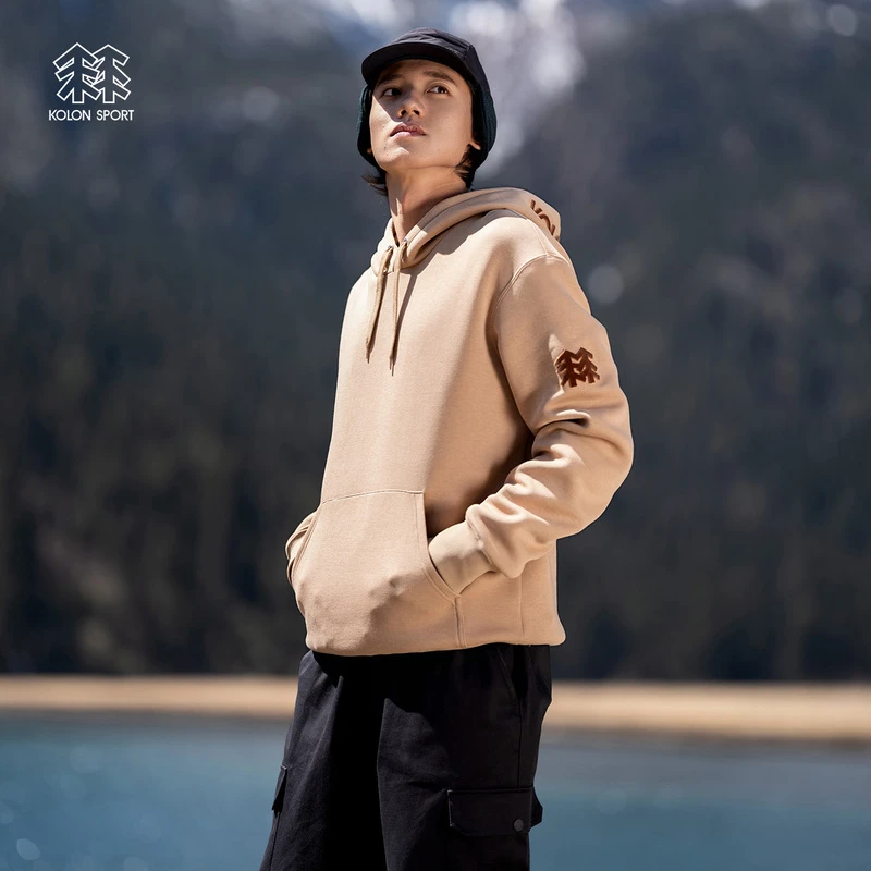 KOLON SPORT可隆连帽卫衣男款运动上衣徒步内搭基本款户外休闲衣
