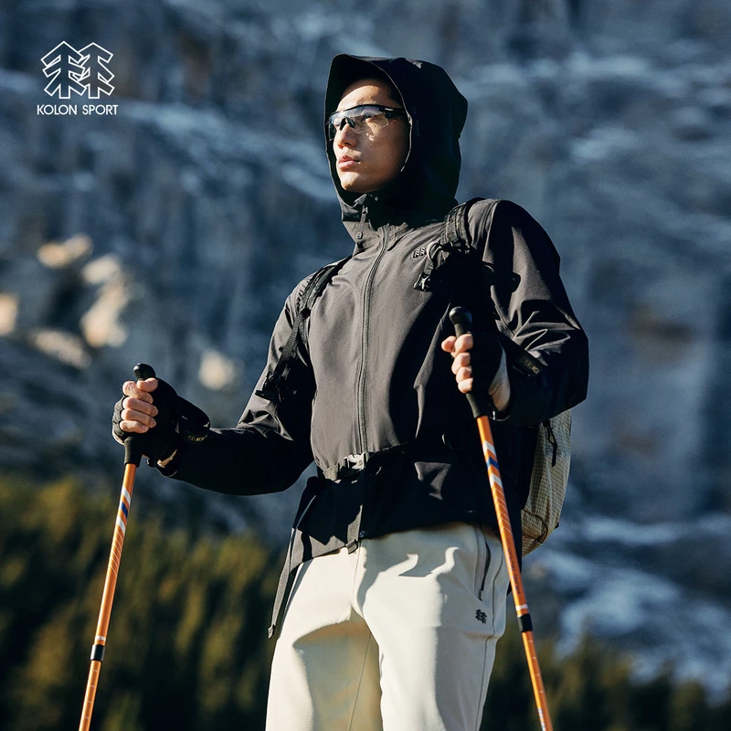 KOLON SPORT可隆男款冲锋衣户外运动防风防水戈尔软壳夹克外套