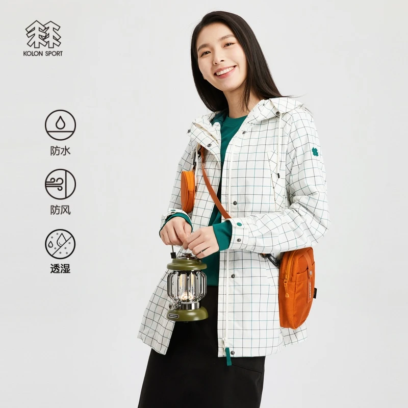 KOLON SPORT可隆冲锋衣2级女款户外运动防水夹克徒步透湿防风外套