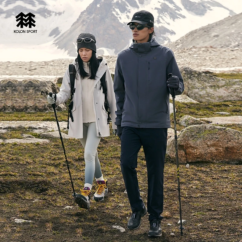 KOLON SPORT可隆情侣款三合一冲锋衣户外防水软壳内胆运动夹克