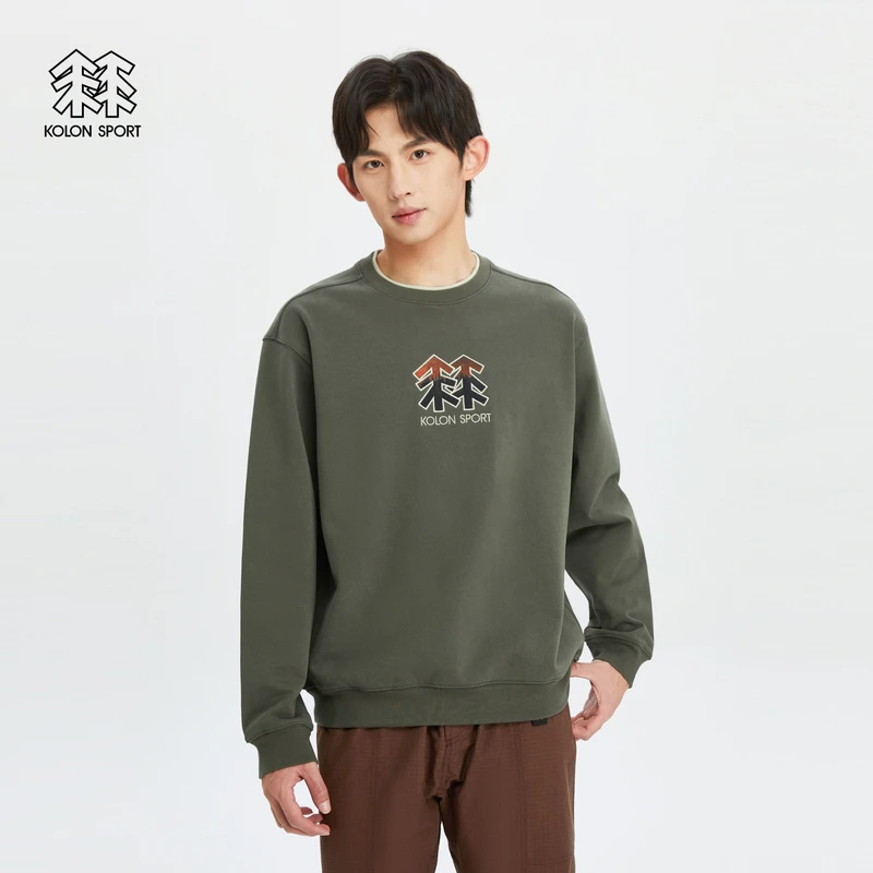 KOLON SPORT可隆户外休闲衣中性款运动内搭露营徒步宽松圆领卫衣