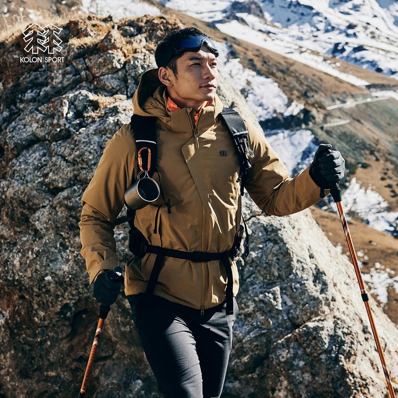 KOLON SPORT可隆加热棉服男户外戈尔防风防水夹克可调节控温外套