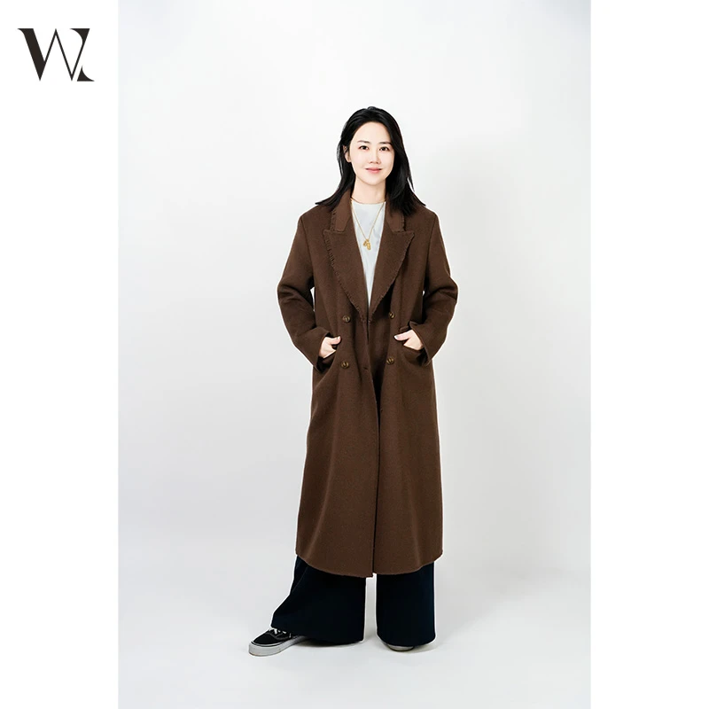 【WZ爆款】毛边设计羊毛大衣外套D002