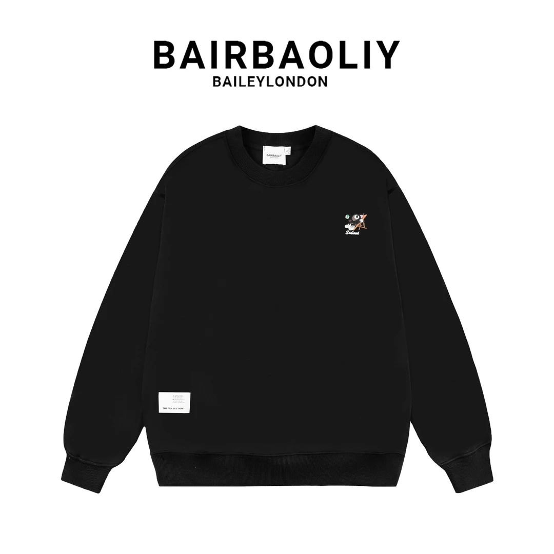 BAIRBAOLIY秋冬季男上衣新款时尚刺绣男款百搭宽松圆领休闲卫衣