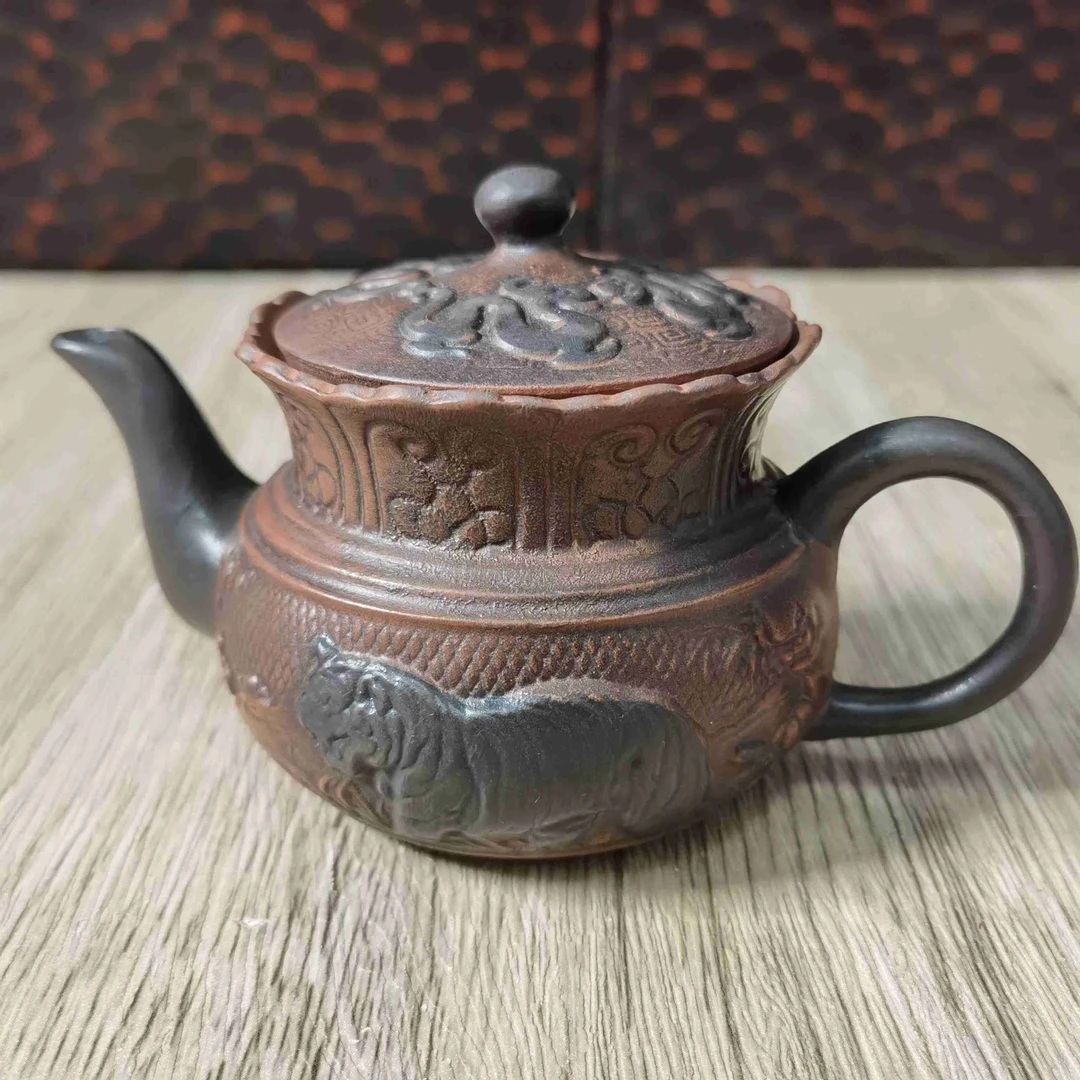 茶壶日本回流老物件后把壶复古日式茶道复古风全手工陶瓷粗陶