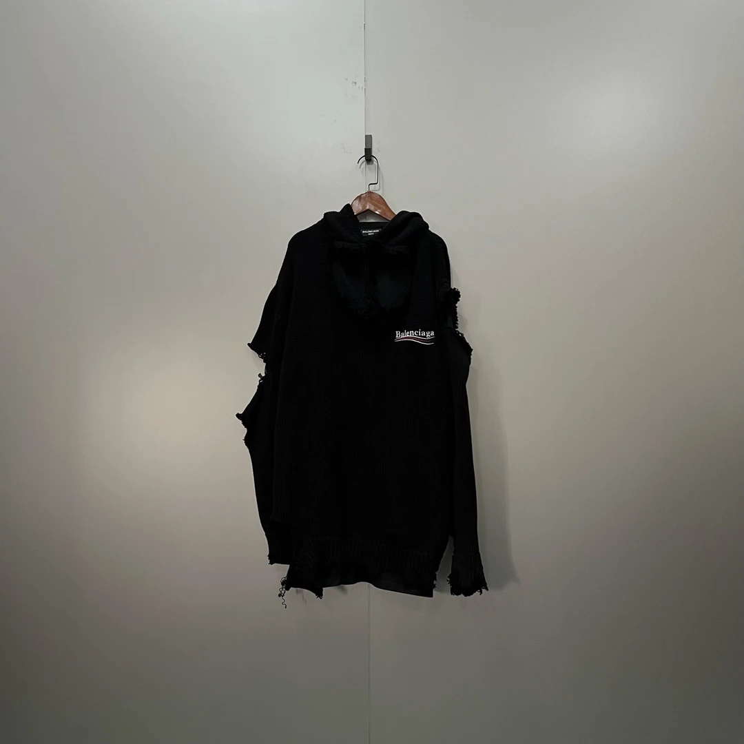 （jp）Balenciaga 巴黎世家 黑色logo破洞帽衫 S码/98新/公价13500