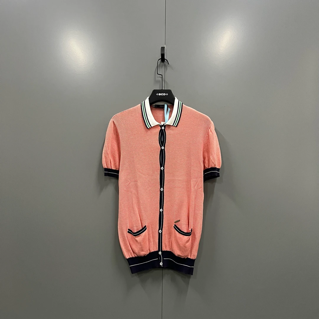 （jp）116 DSQUARED2 粉色翻领针织开衫 L码/95新/公价3500/无配件