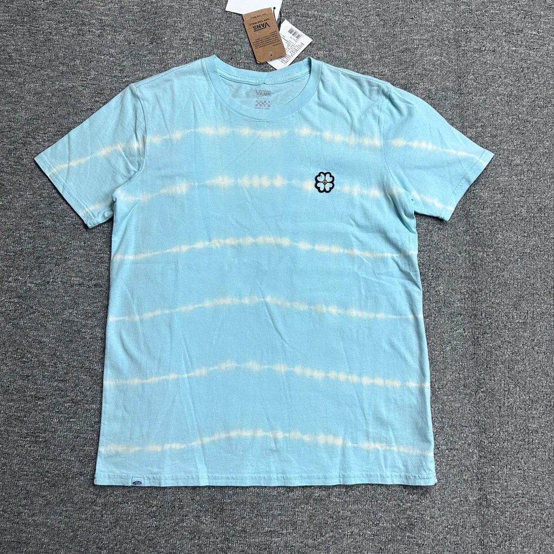 S vans 小花刺绣 套头圆领 短袖 蓝白 TP4YAB