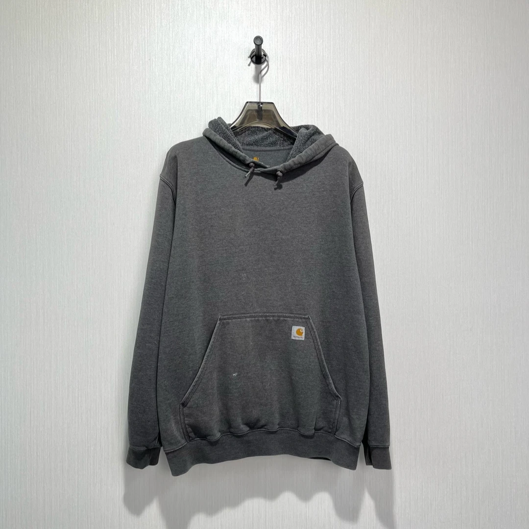 （pm）Carhartt 卡哈特经典款小标刺绣灰色加绒连帽卫衣/XL码/98新