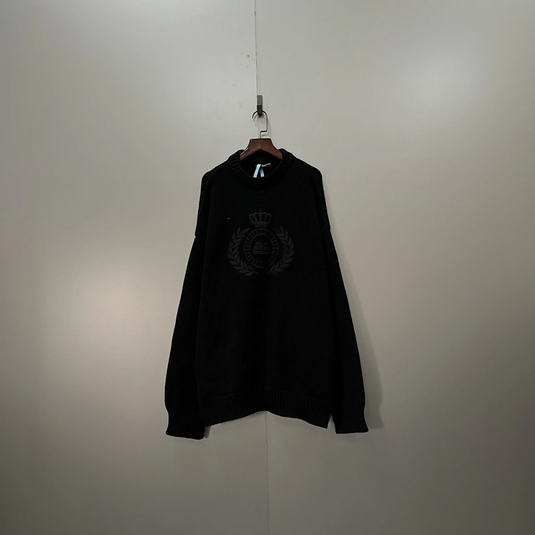 (jp) 122 Balenciaga 巴黎世家 皇冠双B麦穗刺绣logo针织衫 S码/