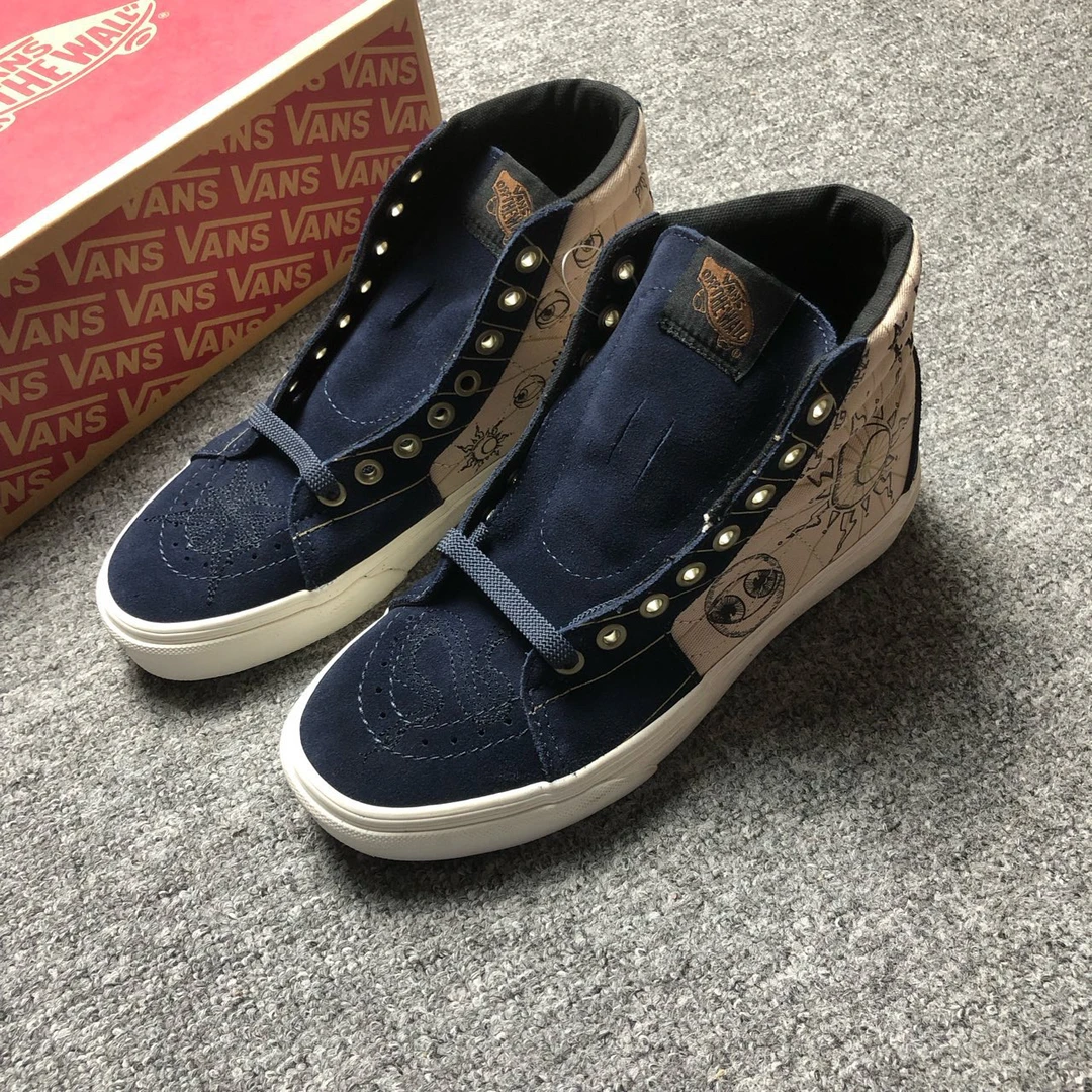 36码 Vans Sk8太阳印花 高帮 板鞋 白蓝 原盒 2QG4UA