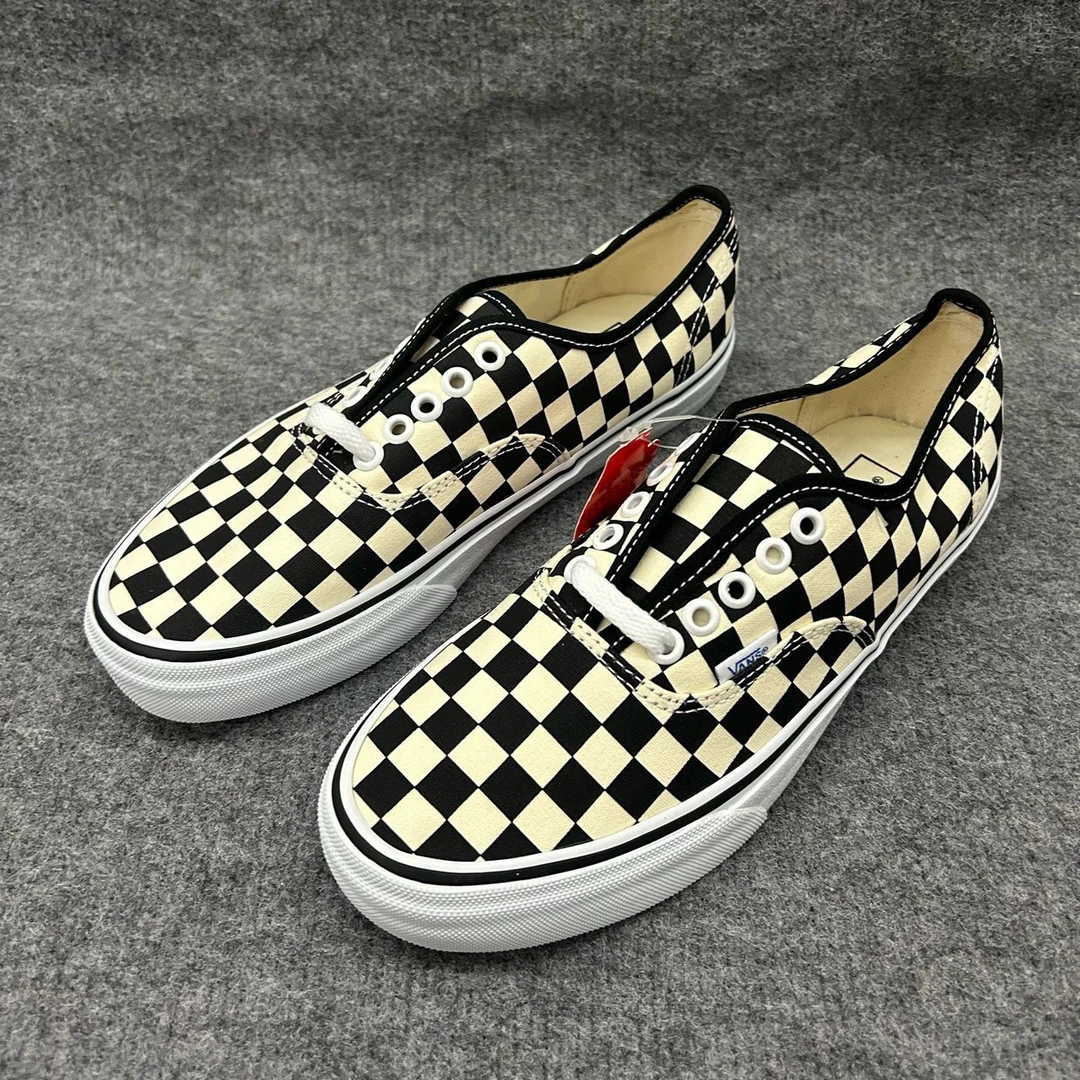 99新 VANS Vans 棋盘格 低帮 板鞋 黑米白 配盒 W4NDI0