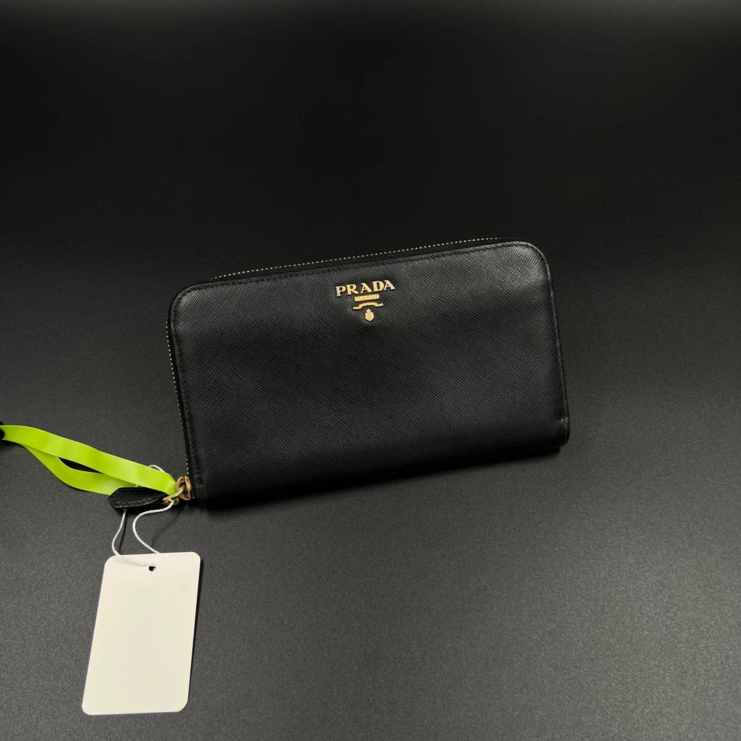 （jp）131 PRADA 普拉达 黑色金属logo钱包 均码/98新/公价4500