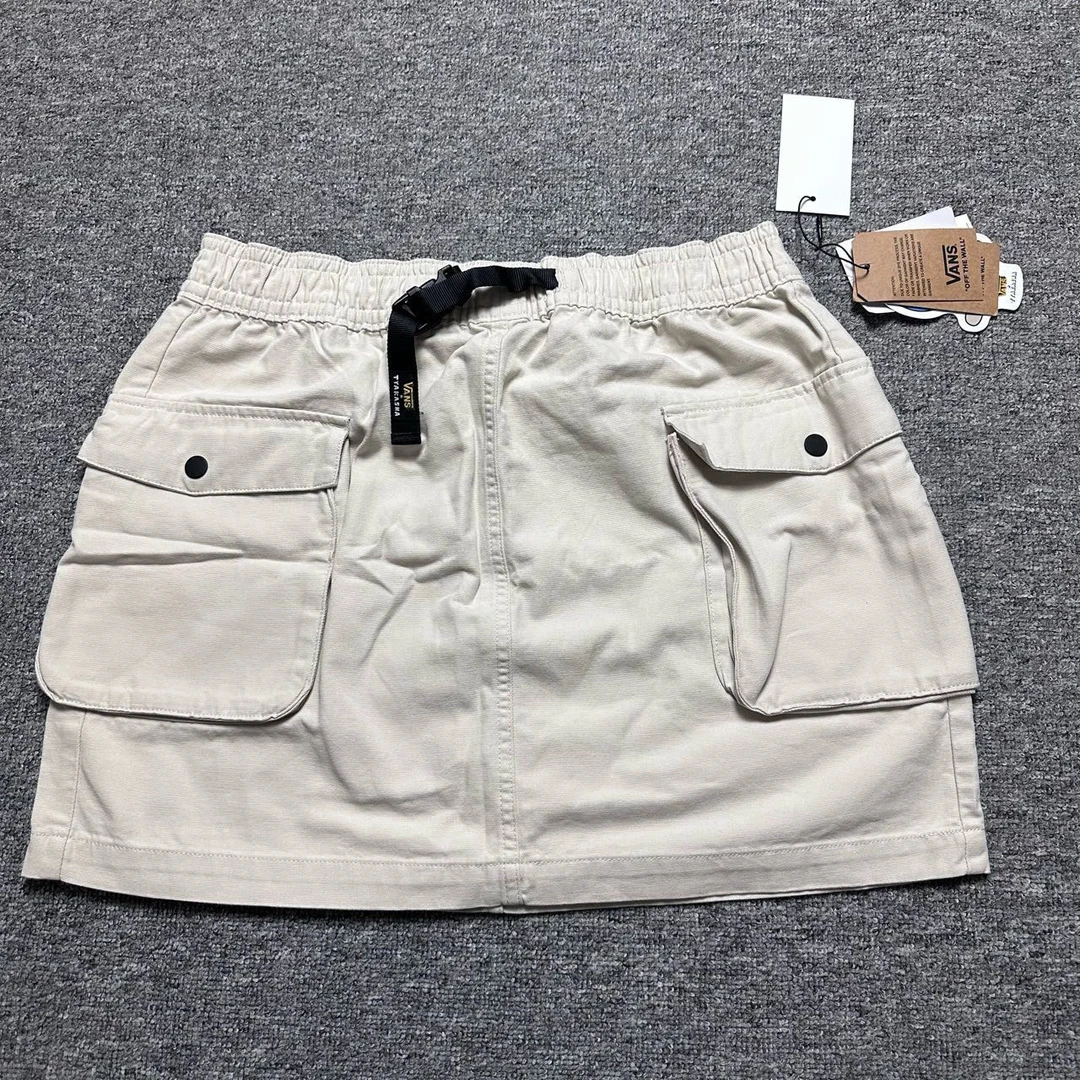 Vans 多口袋设计 可调节腰带半身工装 短裙 燕麦色 TQ42N1