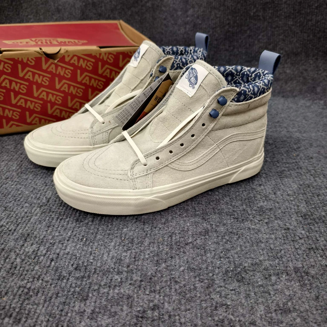 38.5码 Vans SK8 高帮 板鞋 灰蓝 原盒 3TXLZJ