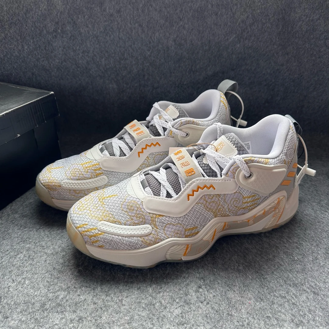 adidas D.O.N lssue 低帮实战篮球鞋 白灰黄 原盒 HQ4502