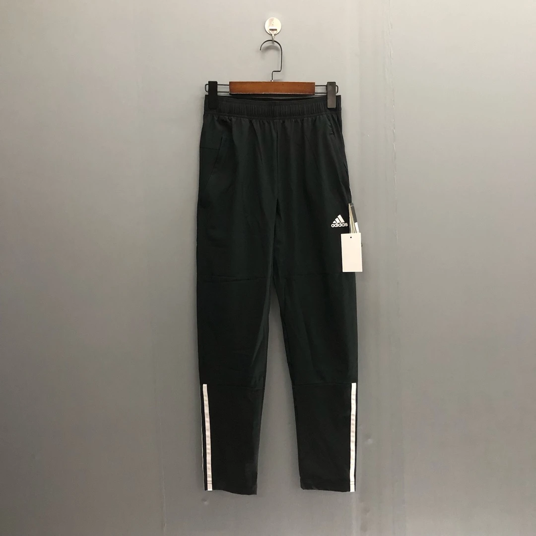 adidas 纯色条纹训练运动裤 黑色 DV2933