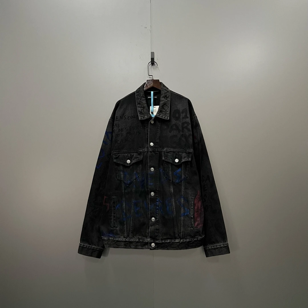 （jp）Balenciaga 巴黎世家 黑色涂鸦牛仔夹克 46码/95新/公价13500