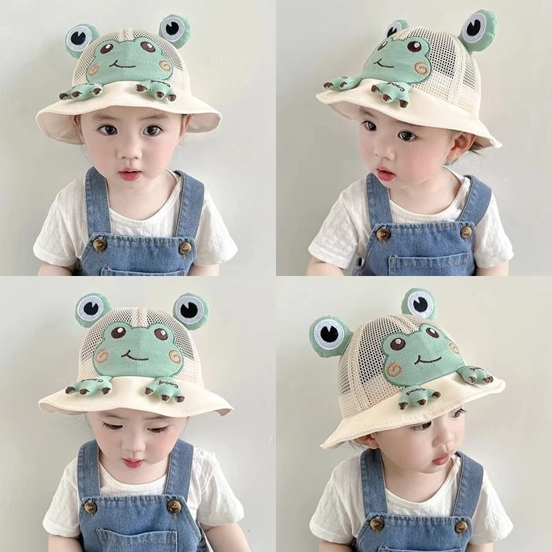 婴儿帽子春秋儿童遮阳帽太阳帽中大童防晒帽可爱男女童宝宝渔夫帽