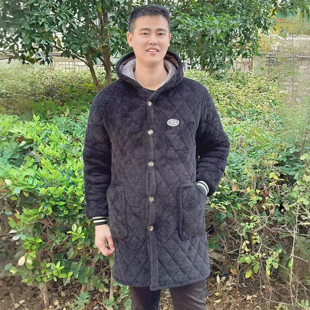 2024男士连帽新款三层夹棉冬款加绒加厚棉服高端保暖外穿棉罩衣