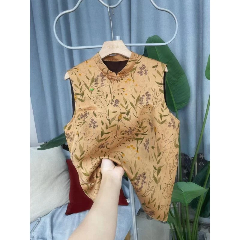 《现货清仓》DY1693新中式气质香云纱桑蚕丝夏季女装上衣印花insdy