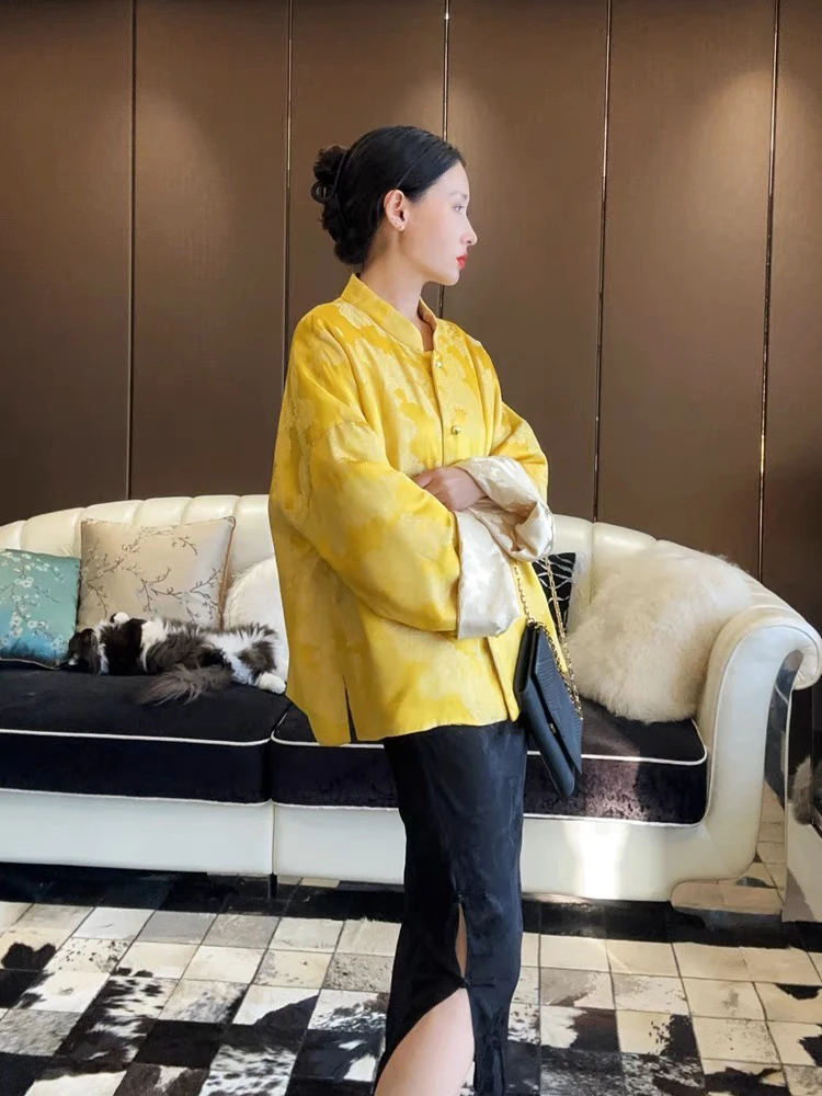 【清仓杨幂同款DY1399】樱美嘉桑蚕丝双面穿国风棉服新中式棉袄秋冬