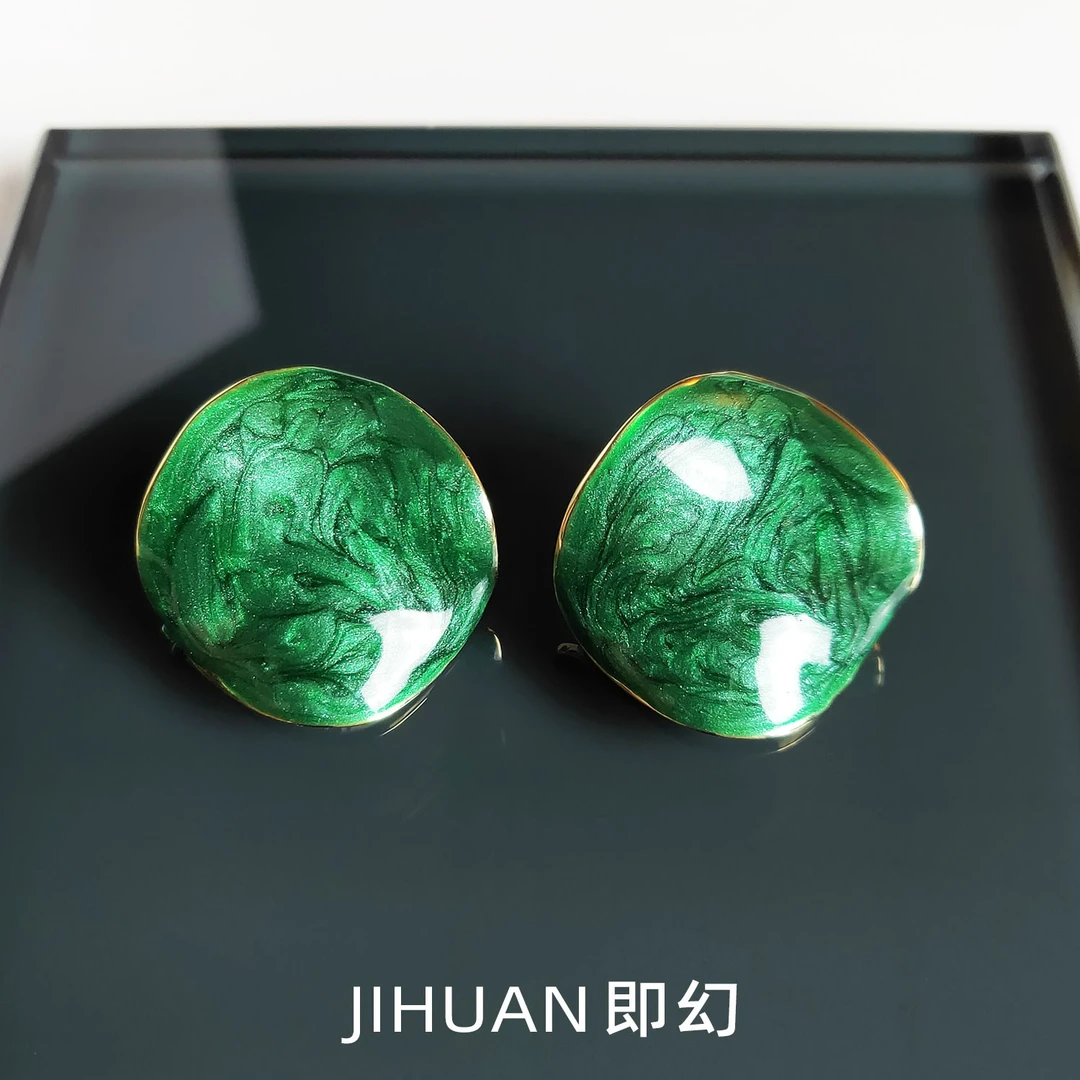 即幻 铜合金耳饰 几何美学D  凹凸解构艺术感滴釉耳钉耳环S-4783