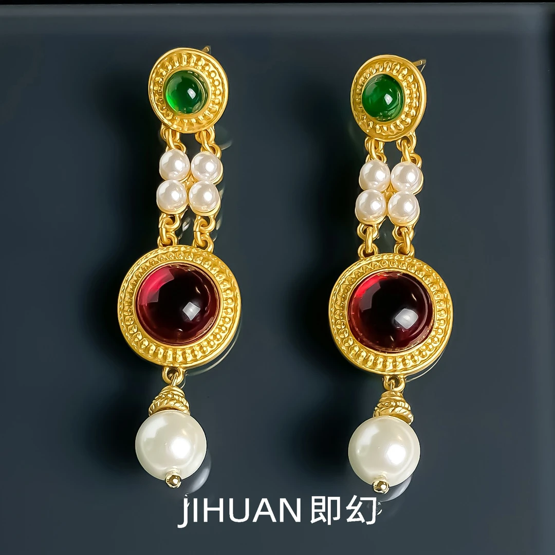 铜合金耳饰 【荟老师严选】法式中古A 中古时尚宫廷耳钉 SH-7394