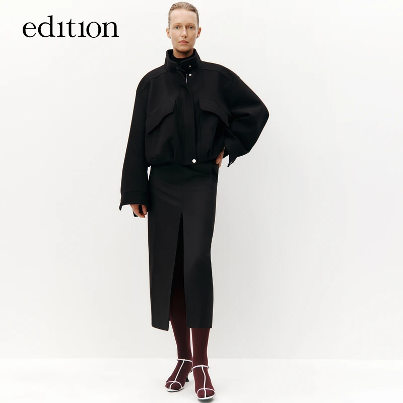 【商场同款】edition工装风短款羊毛呢外套#EBC3COT015