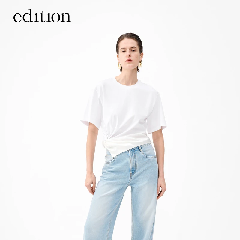 【抗菌】edition夏款不对称扭结T恤女小众短袖#EBD2TEET05